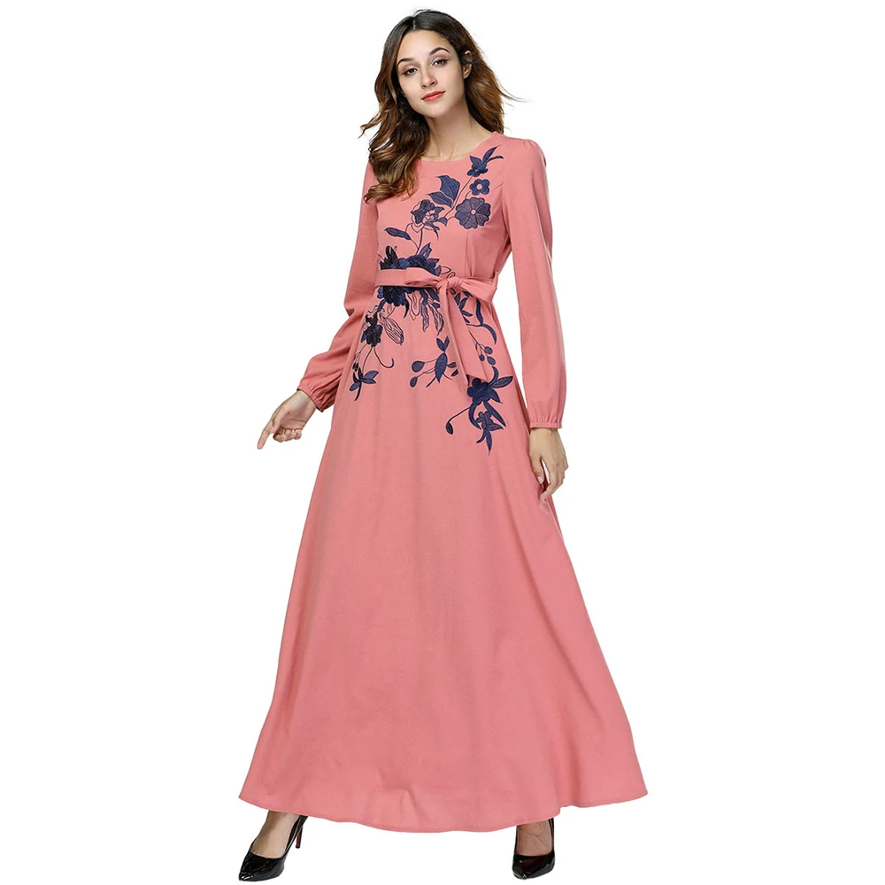 
Zakiyyah 7416 Turkish Clothes Western Style Muslim Bride Dress Arabic Kaftan Design For Women Plus Size Abaya Pink color 
