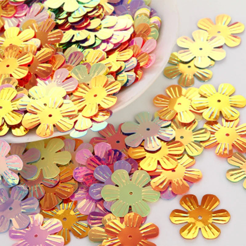 Rainbow PVC Flower Sequins S90 , PVC Multicolor Wholesale Sequin Flowers S259
