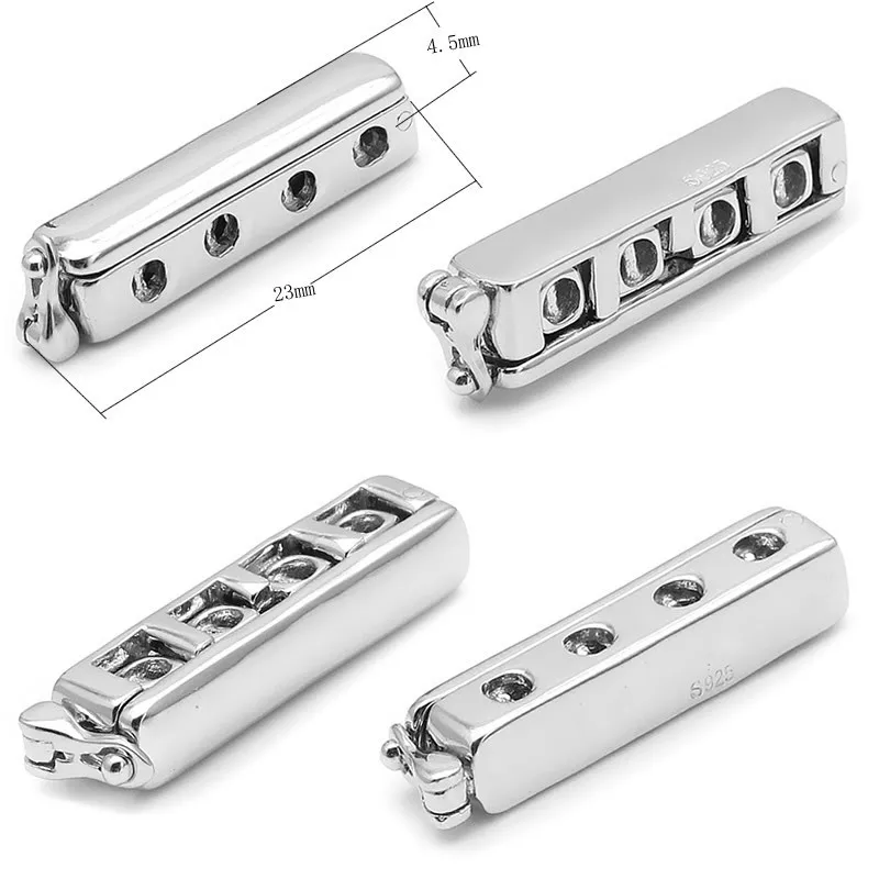 XD S882-873-960 Custom Logo Engraved 925 Sterling Silver  Clasps  925 siver Necklace buckle   Firm bracelet buckle