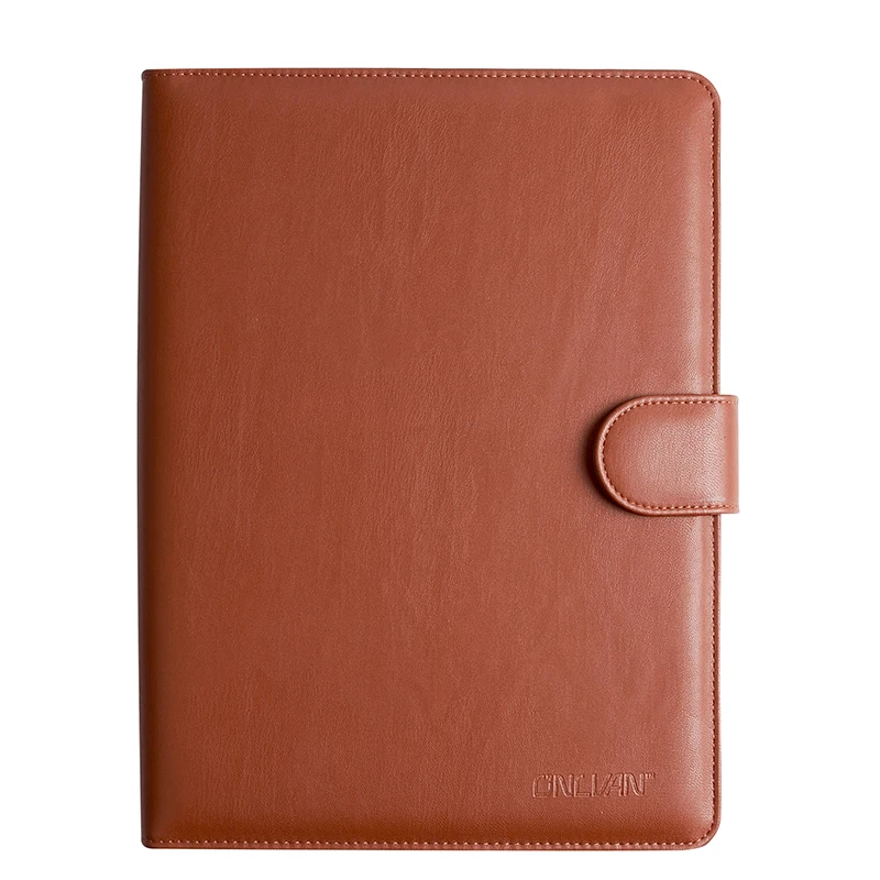 Leather cover 4 hole ring binders file folder a4 document holder with calculator