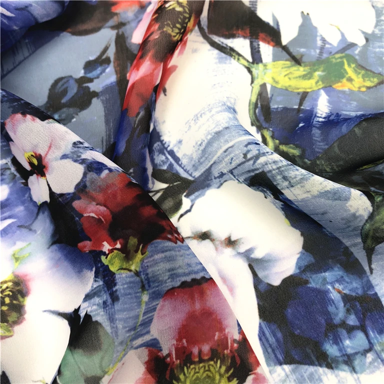 Фабричная шифоновая ткань с цифровым принтом высокого качества