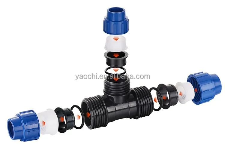 plastic quick connect water fittings irrigation tee pipe