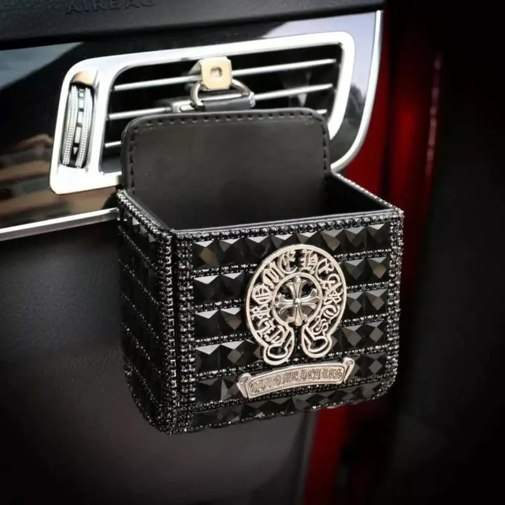 Роскошный Автомобильный держатель для кондиционера с кристаллами, универсальный автомобильный держатель для вентиляционного отверстия, коробка для хранения, сумка, чехол, держатель для телефона