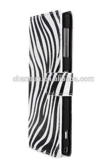 мода дизайн zebra печати новый кожаный чехол телефона для sony xperia z1 l39h