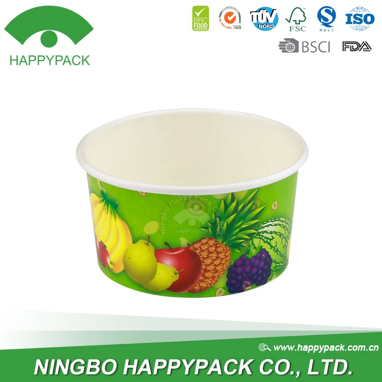 HAPPYPACK Custom Coloure Printing Wholesale Disposable High Quality Holiday Paper Cup 8oz PE/PLA Ice Cream Cup Free Samples