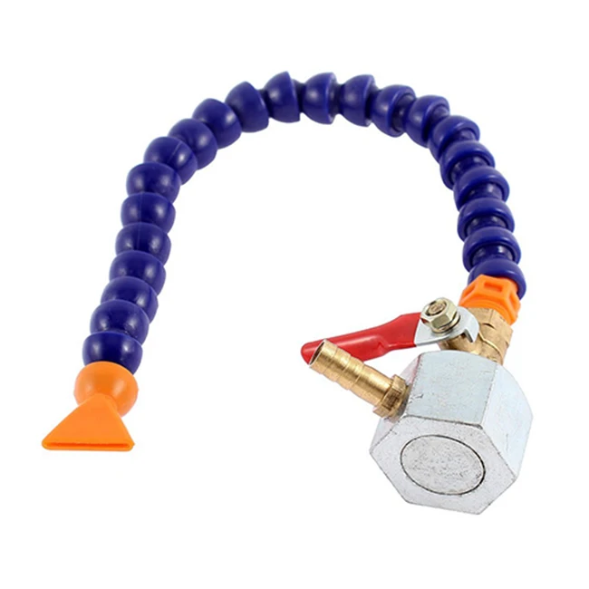 Round Nozzle 1/4PT Flexible Oil Coolant Pipe Hose Blue Color