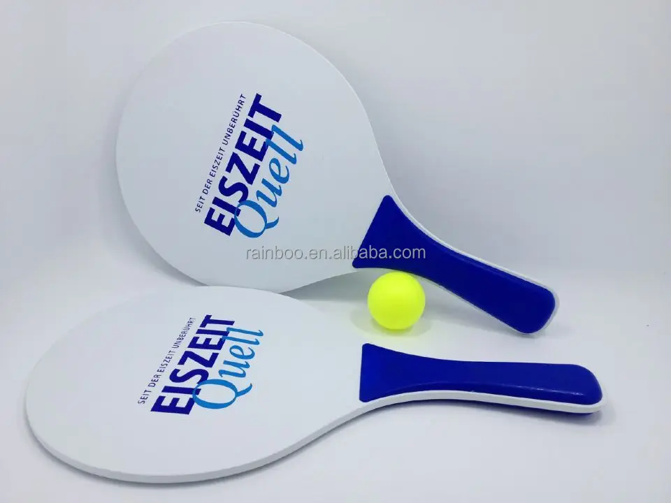 Promotional Wholesale Cheap logo Printed Wood Beach Racket with Ball