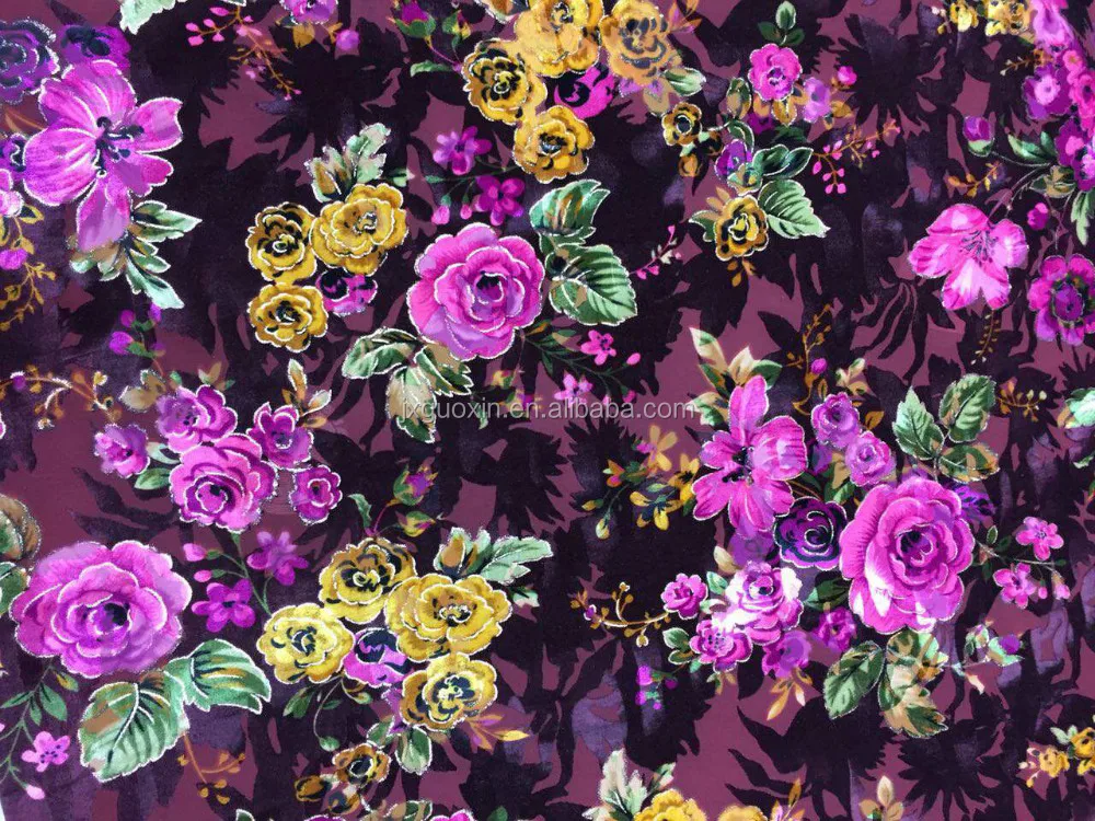 
New Design Burnout Silk Velvet Printed Fabrics in zhejiang 