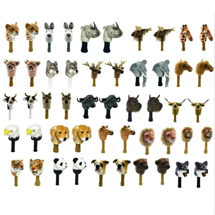 Custom cute style durable plush cartoon animal golf headcovers rhinoceros golf head cover for driver