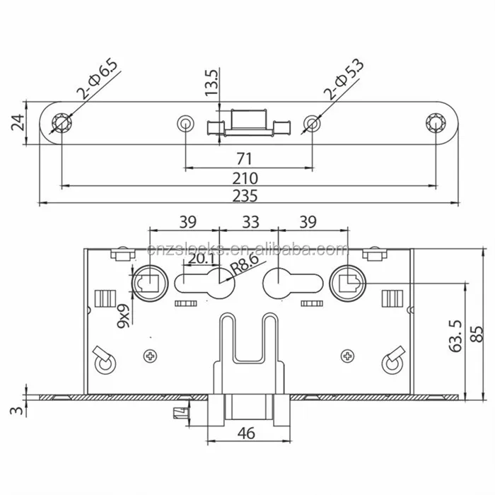 [815]iron mortise lock body for Anti fire door