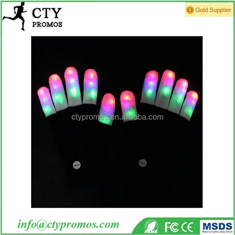Acrylic Winter Knit Light Show LED Rave Finger Lighting Flashing Glow Mittens Flashing Gloves