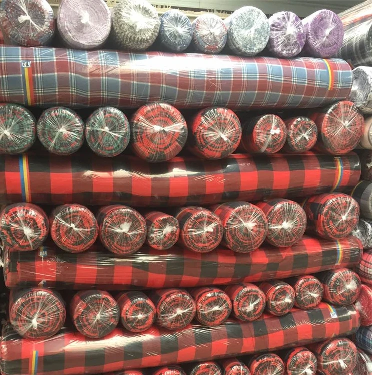 
good quality 21S cotton yarn dyed plaid flannel stocklot fabric 