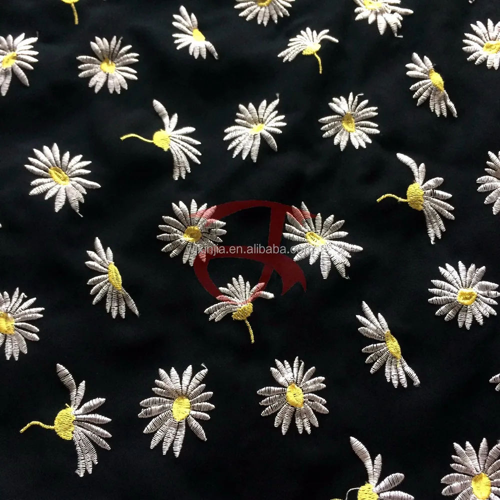 Вышитая шерстяная шифоновая/шифоновая абайя ткань Hi-Multi официальная черная