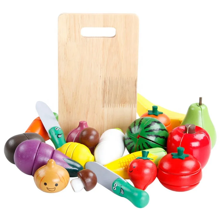 Hot Selling Playing Cooking Set Wooden Educational Food Vegetable Fruit Cutting Toy