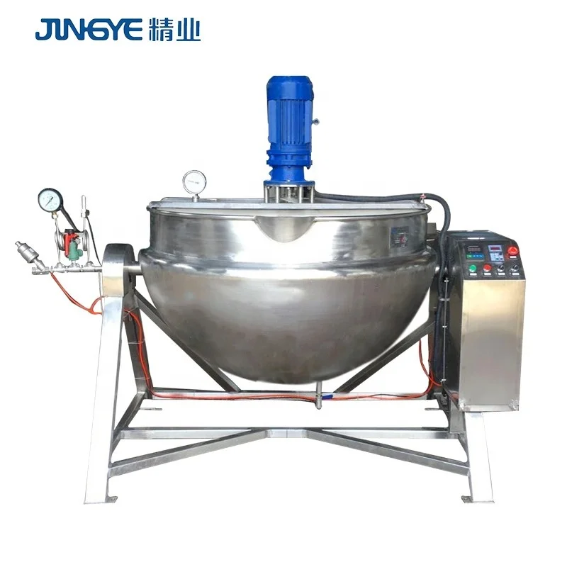 Peanut Butter Tomato Sauce Making Industrial Automatic Tilting Jacket Kettle Cook With Agitation Mixer