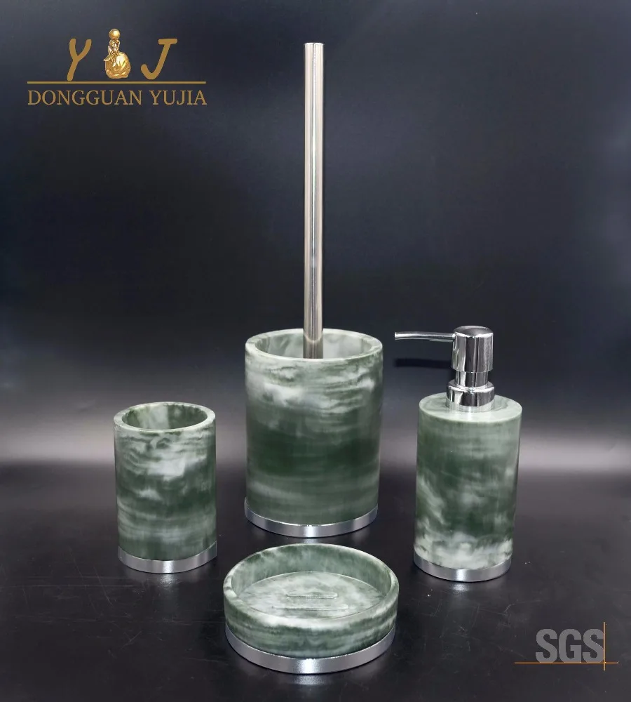 
White Cylindrical Marble Resin Accessories Bathroom Set Home Accessories 