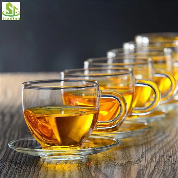 Прозрачный закругленный боросиликатный мини-стакан для чая и молока ручной работы