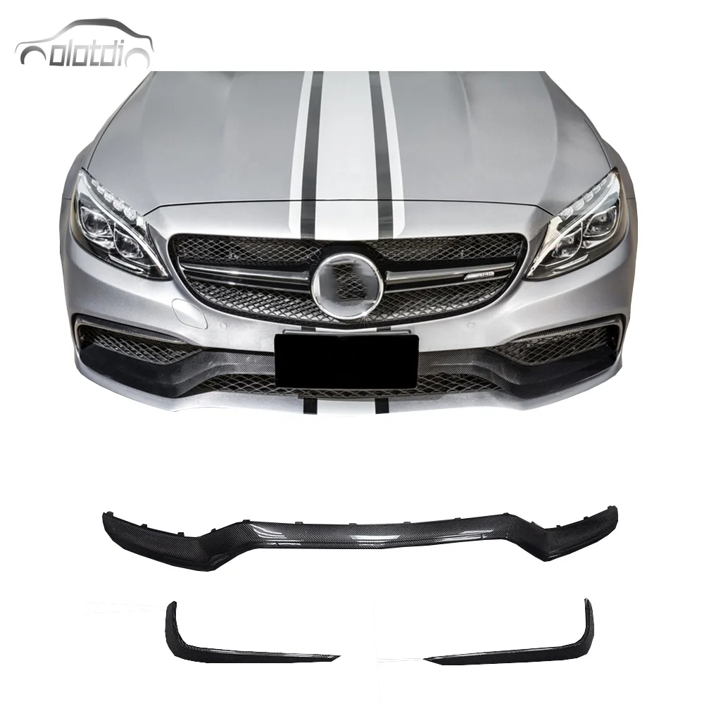 Carbon Chin Spoiler Wing Splitter Flap Canards Front Bumper Lip for Mercedes Benz W205 C63 Car Body Kits