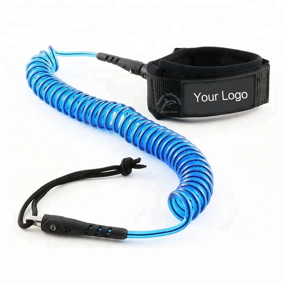 Heavy Duty Leg Ropes 10 Foot Coiled SUP Board Leash with Double Stainless Swivels