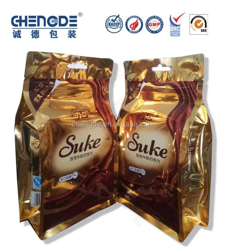 Quad Мешок Уплотнения плоское дно Resealable молния крафт-бумаги пищевой упаковки пакеты крафт-бумаги мешок