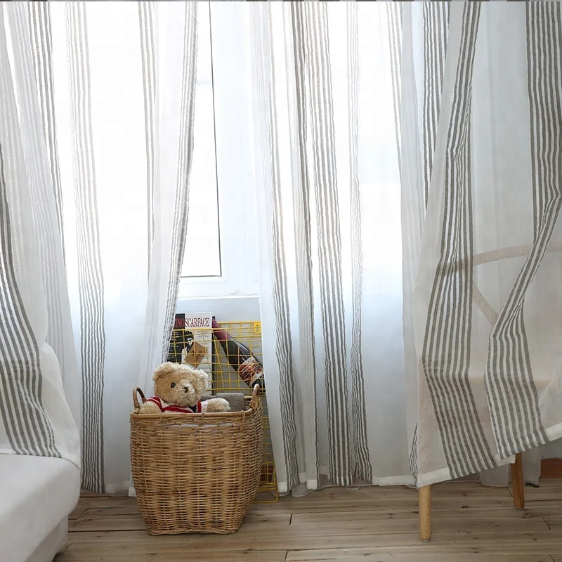 Stripe Sheer Curtains for Living Room Bedroom Tulle Curtains for the Kitchen Modern Fabric for Window Treatment Drapes Cortinas