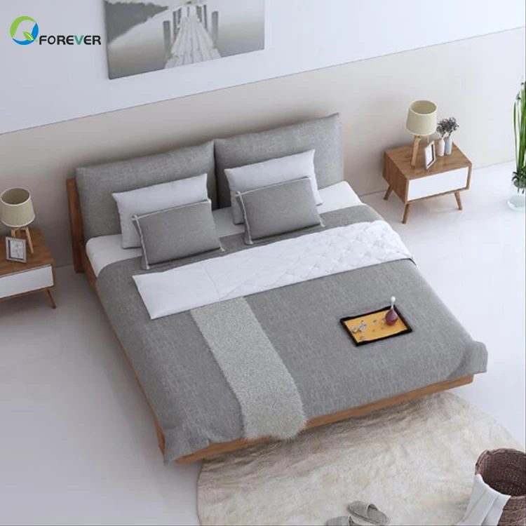 Nordic Solid Wood Bedroom Economy Simple Modern Double Bed