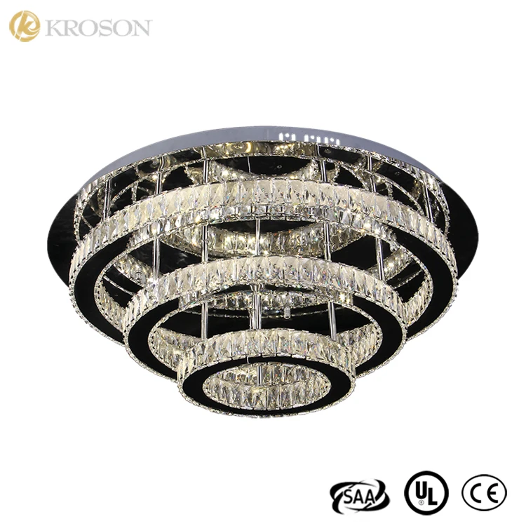 Alibaba express Китай Современная заподлицо три кольца кристалл потолочный светильник