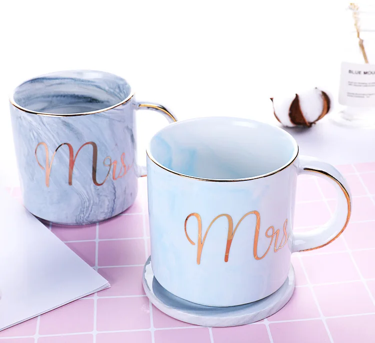 Top selling high quality beautiful marble style colourful ceramic mug coffee cup with custom logo printing gold rim