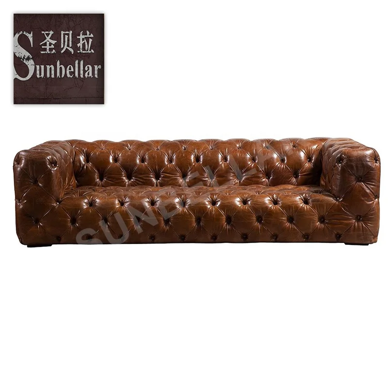 Винтажный диван chesterfield из натуральной кожи, стеганый диван на пуговицах, роскошный дизайн, для клуба, гостиницы, 3 места, для лобби