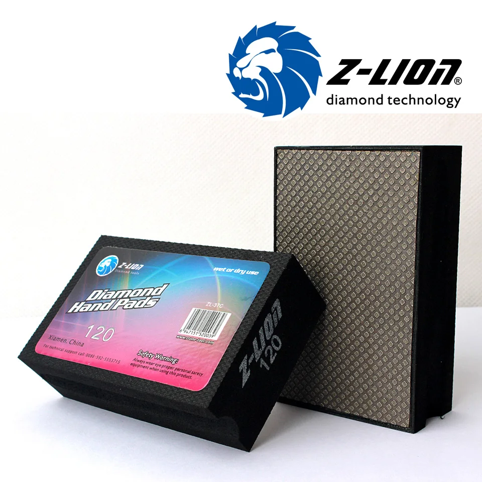 Z-LION 90*55mm Diamond Hand-held Polishing Pad Electroplated Soft Foam Backed Pads for Grinding of Stone Tile