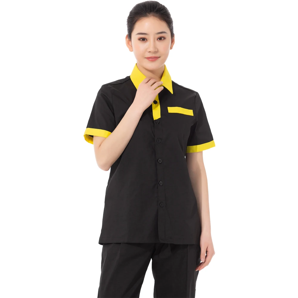 Cheap wholesale personalized waitress uniform fast food jacket bar club waiter suit