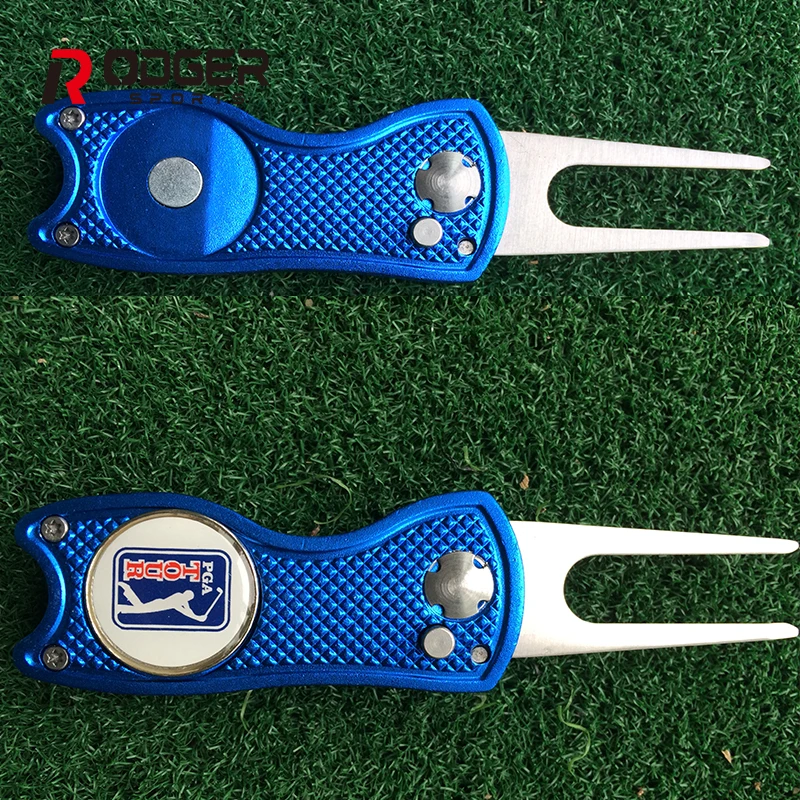 
High Quality Bulk Metal Golf Divot Tool with personalized Logo Ball Marker,colorful Pitch Fork 
