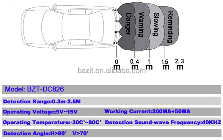 Backup Radar System OEM DC 12V rear view camera parking sensor with 4 sensors