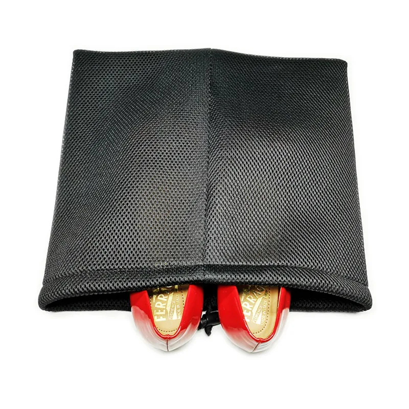 Custom Logo Sandwich Mesh Fabric Drawstring Shoe Dust Bag Pouch