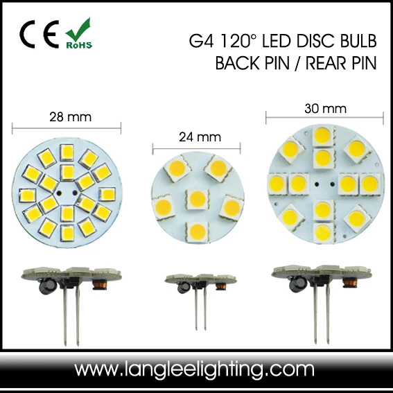 High lumen Flat Disc PCB 10-30V 2835SMD G4 LED Bulb Spot Light