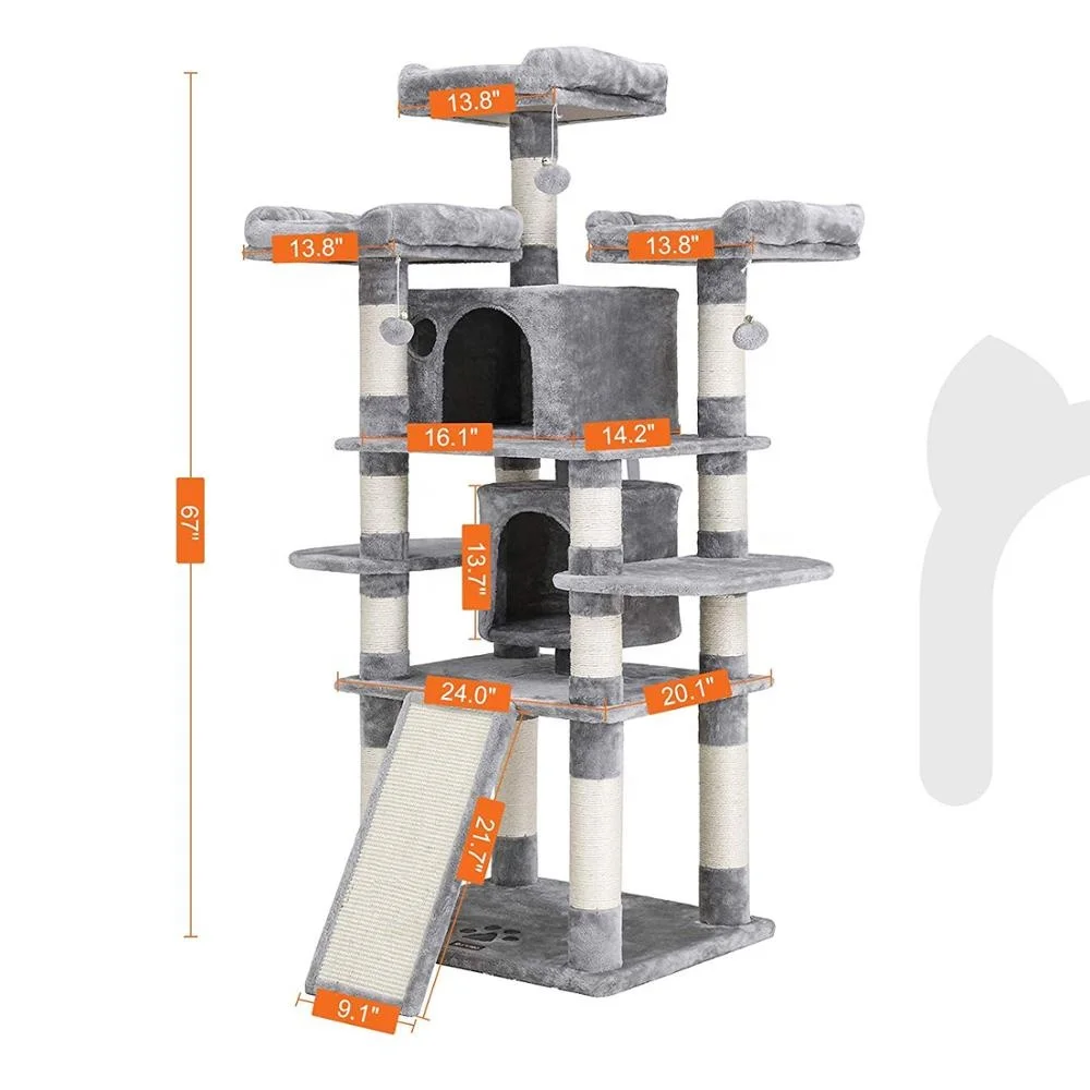 
Sisal Castle Modern Pet furniture climbing cat tree tower condo large big cat tree 