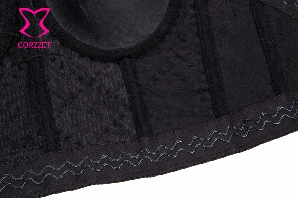 Corzzet Pure Deep Black Sexy Mysteric Outfit Push Up 3/4 Cup B Cup Beading Bustier Women Curvy Shape Performance Club Clothing