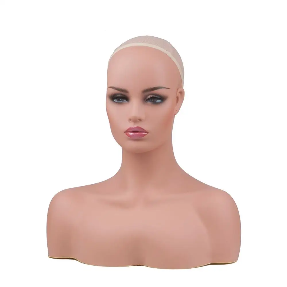 
L7 mannequin bust PVC manikin head with shoulders for wig display 