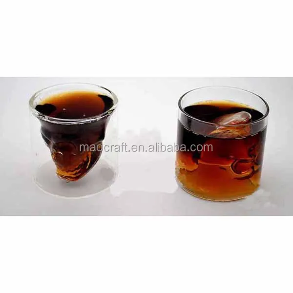 double wall skull wine glass
