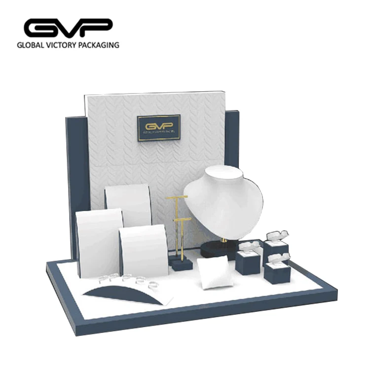 Modern design custom logo handmade jewelry display stand showcase tray for jewelry ring earrings neacklack pendant