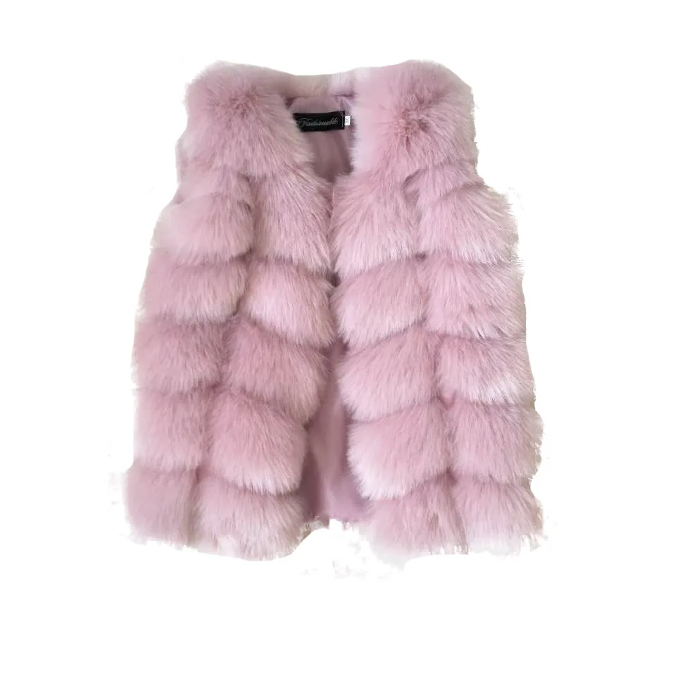 
New style children winter fur imitation fox fur baby girls vest 
