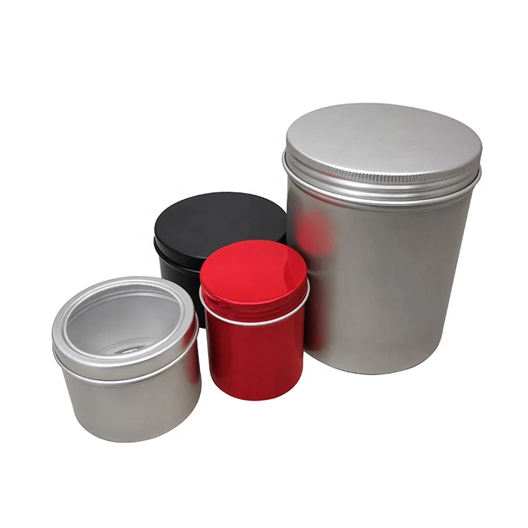Custom printed 4oz silver matte black gold red candle jar tin new small tall aluminum jars tins with lid