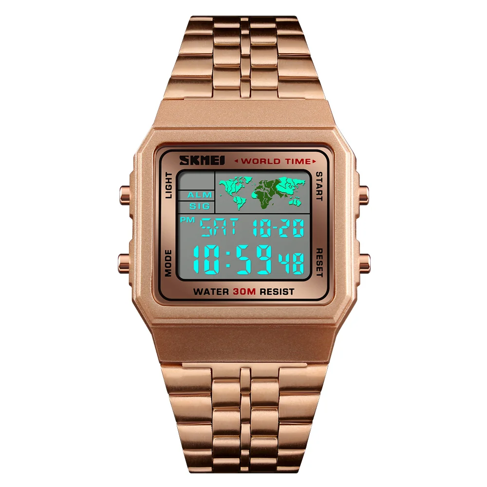 Latest sport design OEM gold japan movt digital watch water resistant custom watch logo digital wrist watch