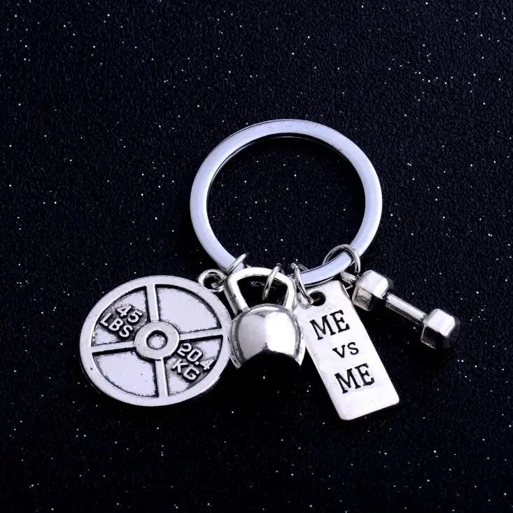 Custom Engraved Gym Charm Fitness Weightlifting Dumbbell Kettlebell Keychain