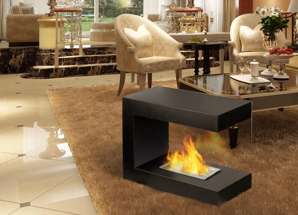2023 trendy design modern style ethanol fireplace for indoor heating and home decoration