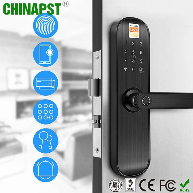 2023 горячая Распродажа домашней безопасности беспроводной Wi-Fi Tuya Smart дверной замок со сканером отпечатка пальцев PST-E202