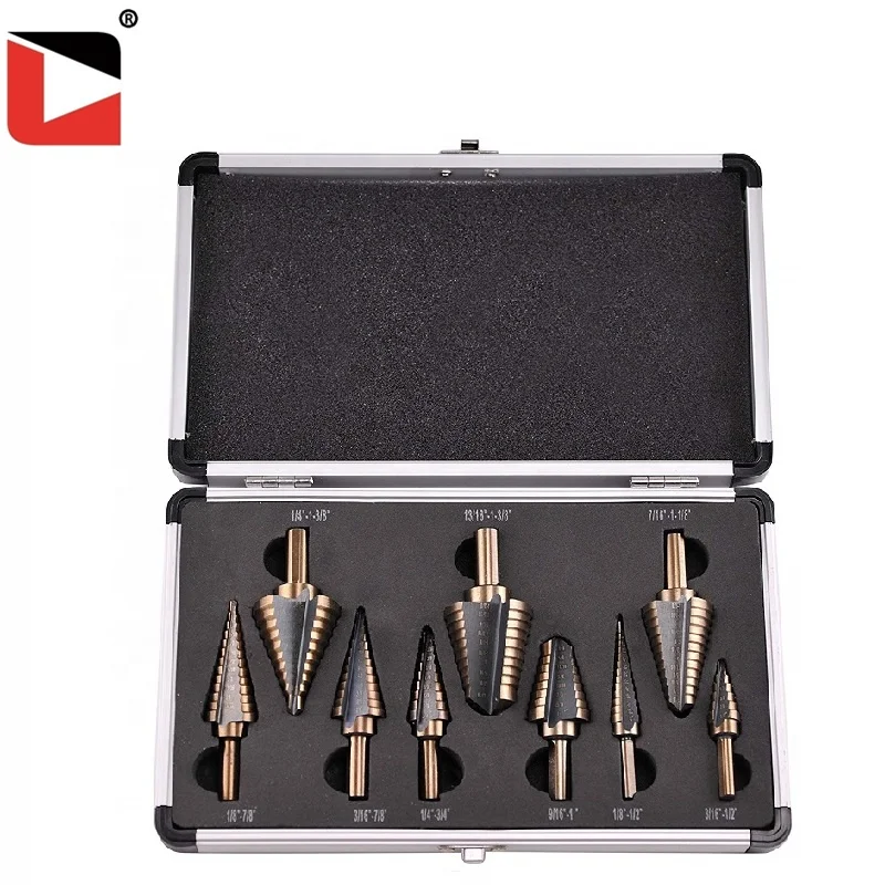 High quality 9pcs high speed steel step drill bit set