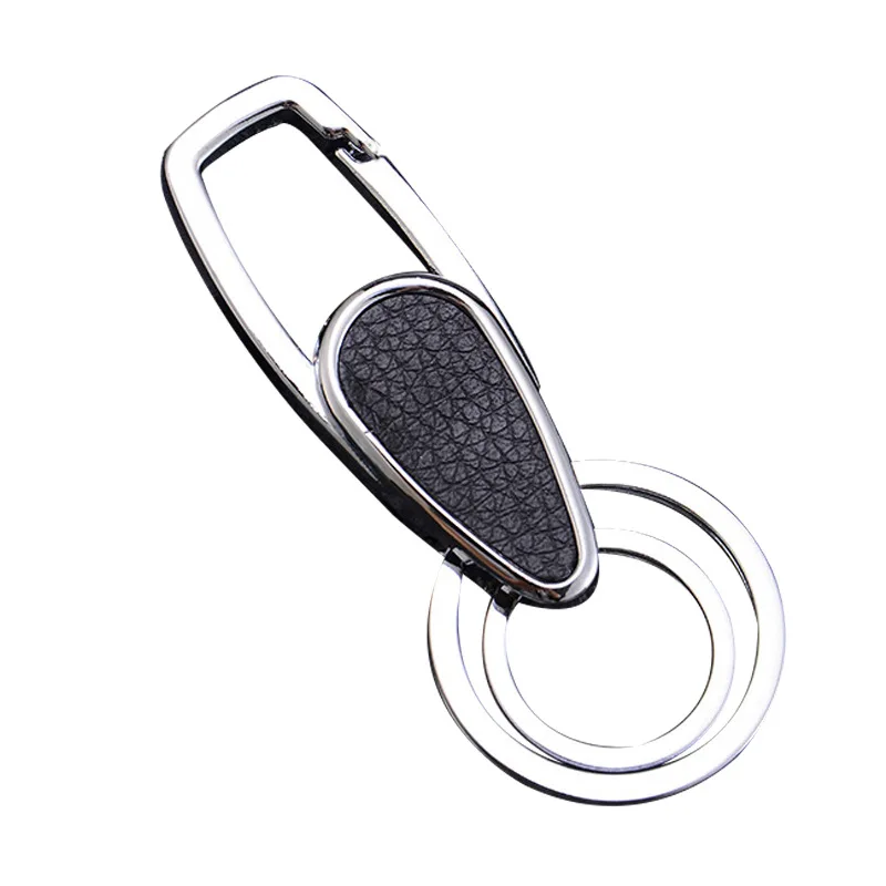  High Quality Black Leather Keychain Custom Metal Key Holder