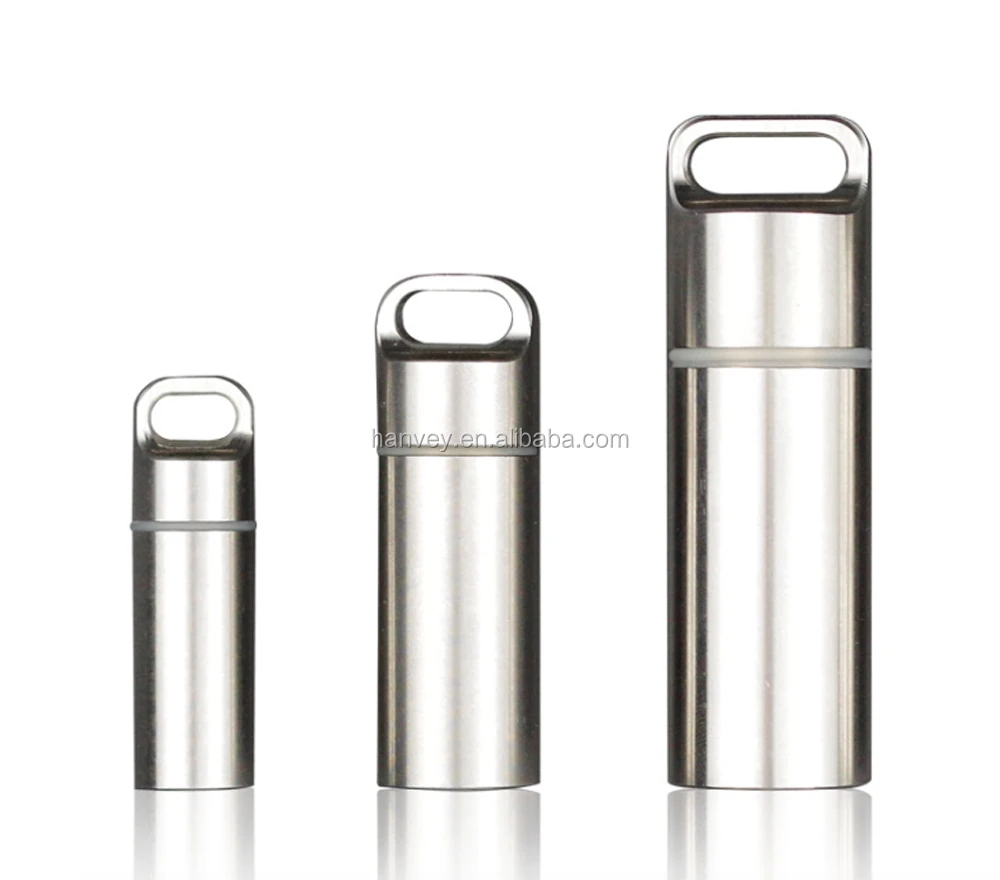 Factory price wholesale cheap promotion Waterproof Custom Stainless Steel Keychain pillbox container Pill storage Holder Box