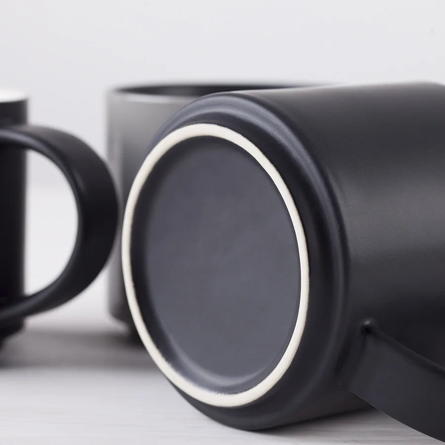 
HT104179 Black Ceramic Cup Custom Logo Matte Ceramic Coffee Cup 